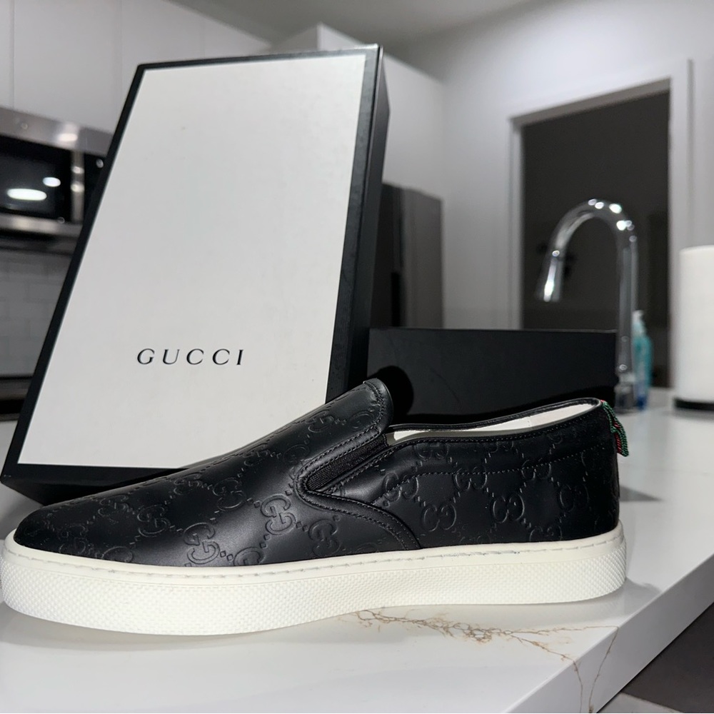 Black Gucci slip on sneaker
